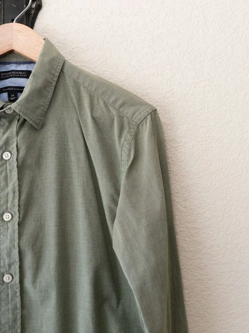 Banana Republic Custom 078 Shirt Mens M Green Tailored Slim Fit Cotton Button Up
